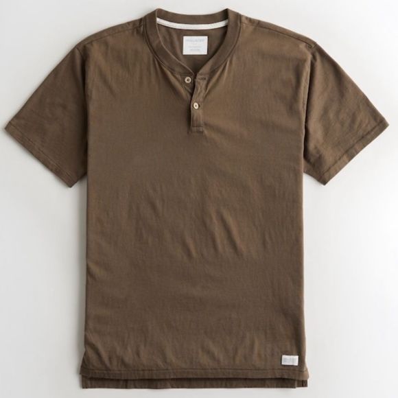 Hollister Shirts Nwt Hollister Mens Relaxed Henley Teeshirt Brown